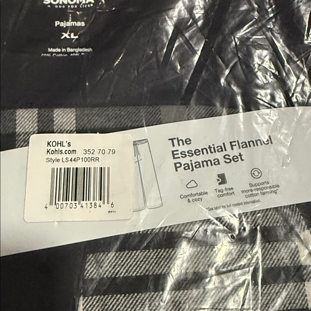 Sonoma Dark Plaid Flannel Pajama Set size XL - Picture 4 of 5